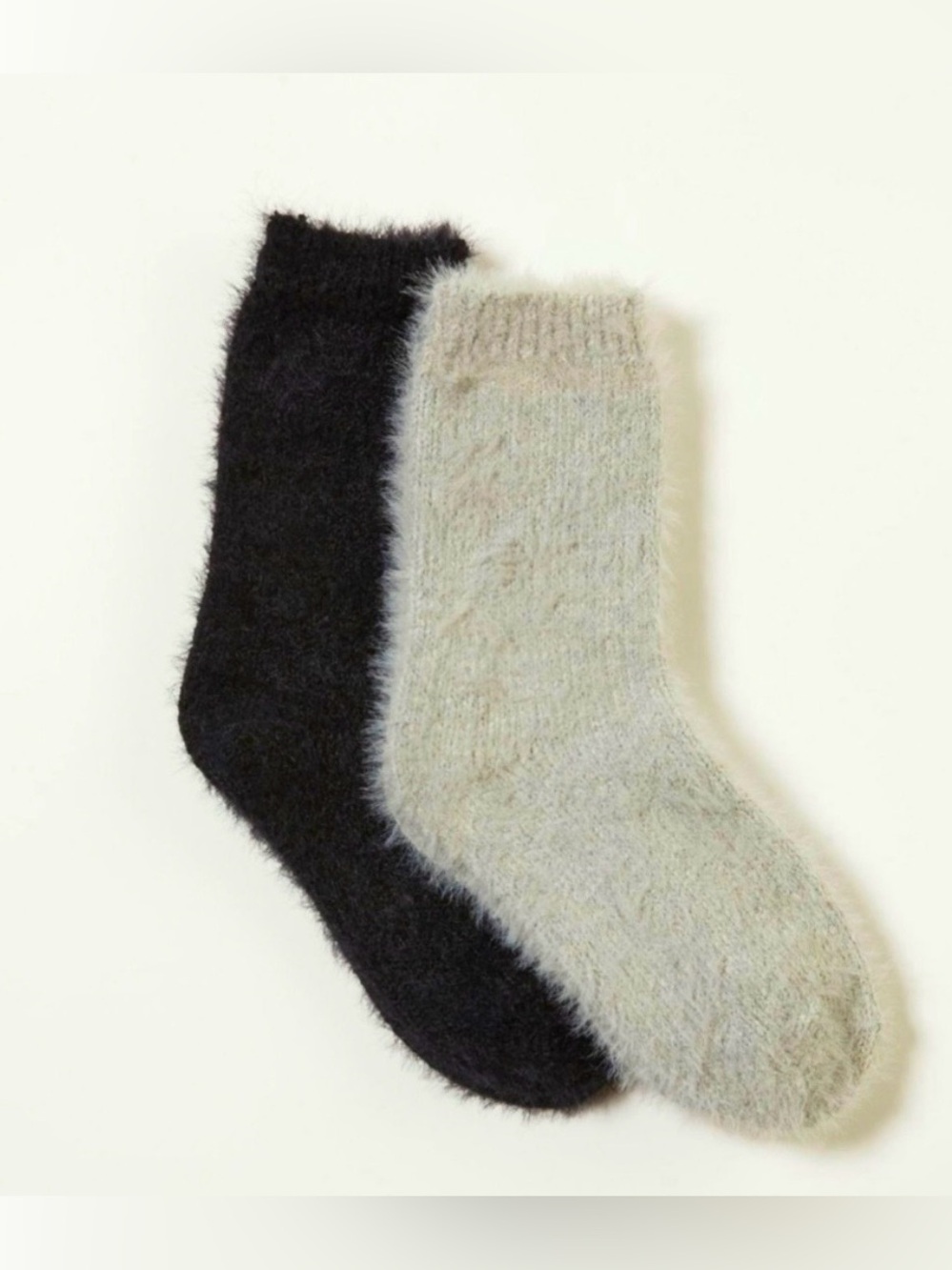 Lucky Brand Two Pack Fuzzy Lounge Socks Black/Grey NWT
